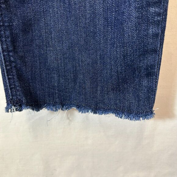 Democracy Blue Med-Dark Wash Mid-Rise Ab-Solution Raw Hem Cropped Jeans Size 14 - Picture 6 of 15